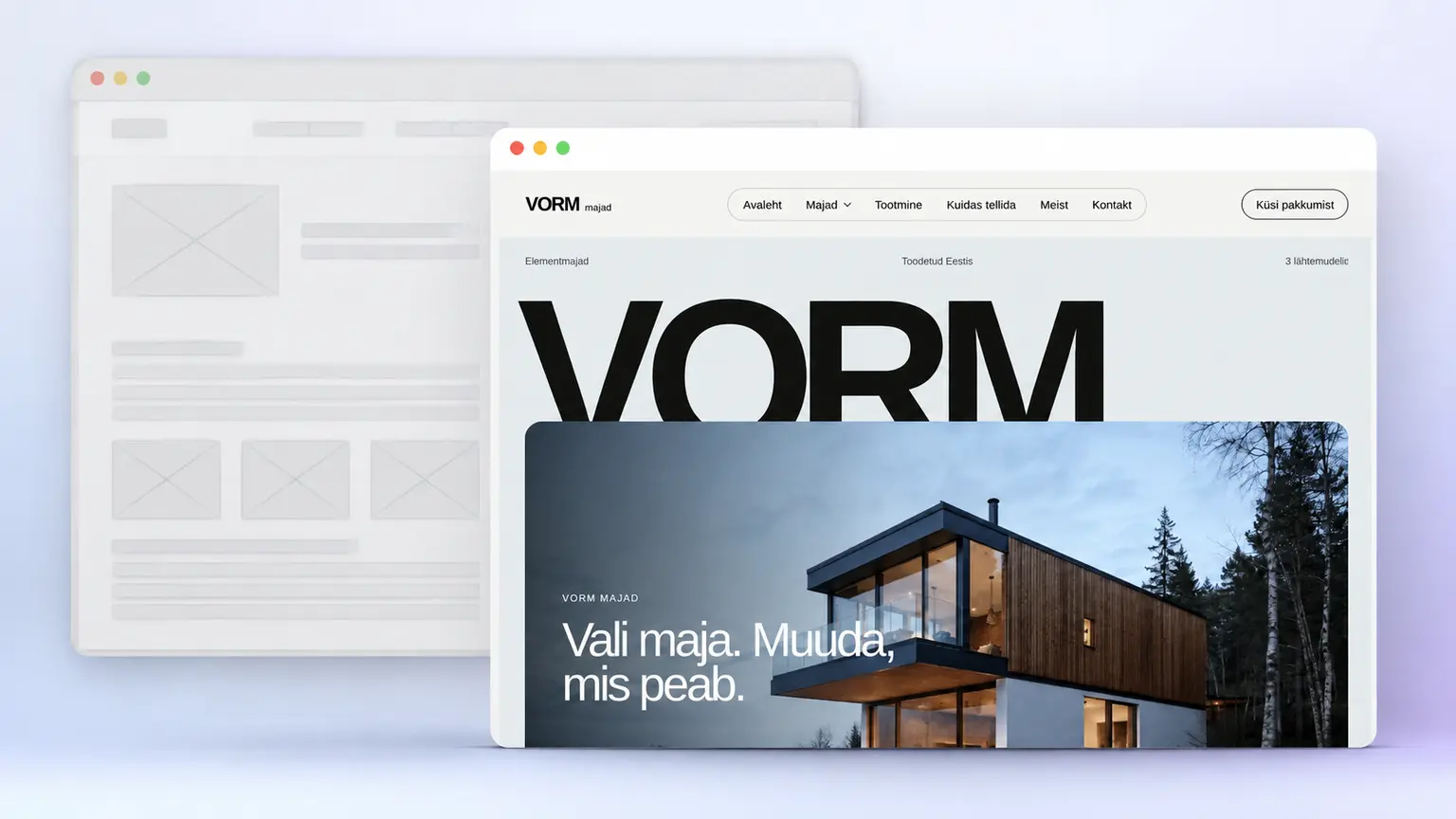 Vana ja uue kodulehe kujunduse võrdlus