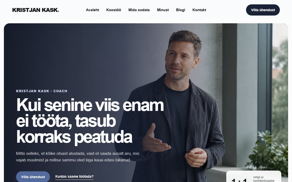 Personaalse coachingu veeb näidisvaade