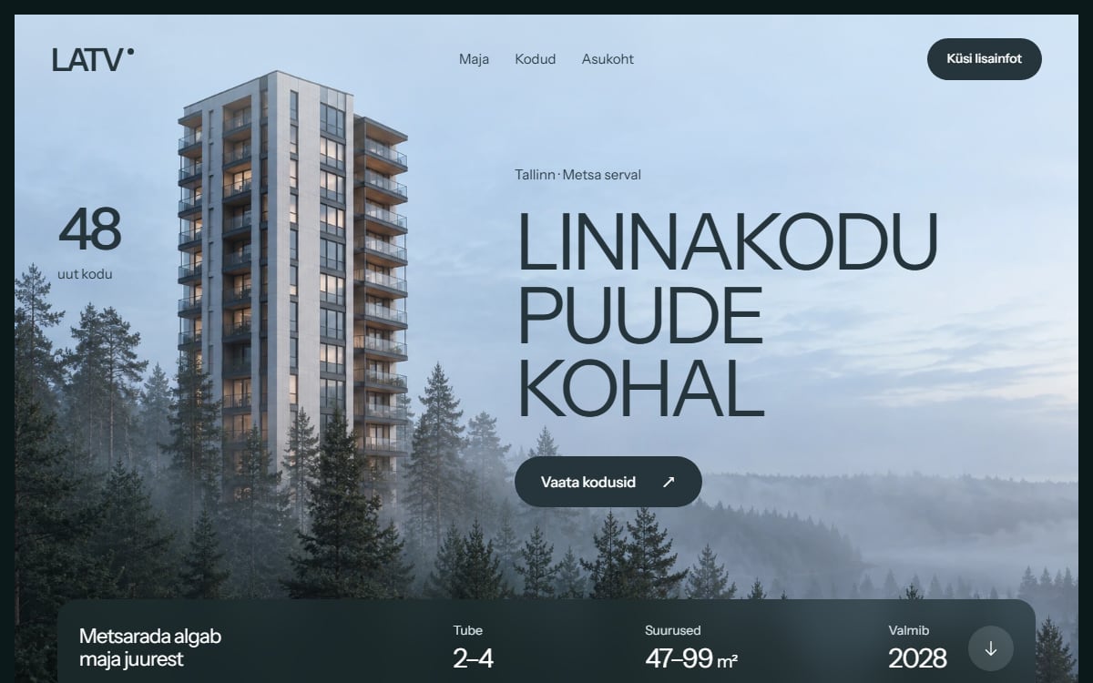 Kortermaja müügiveeb näidisvaade