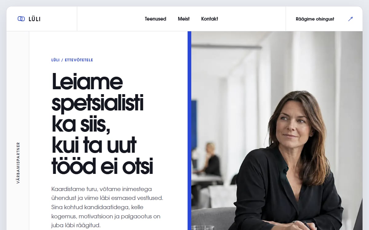 Värbamispartneri ühe lehe veeb näidisvaade