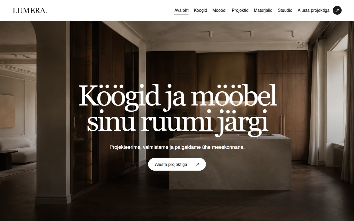 Köögi ja mööbli veeb näidisvaade