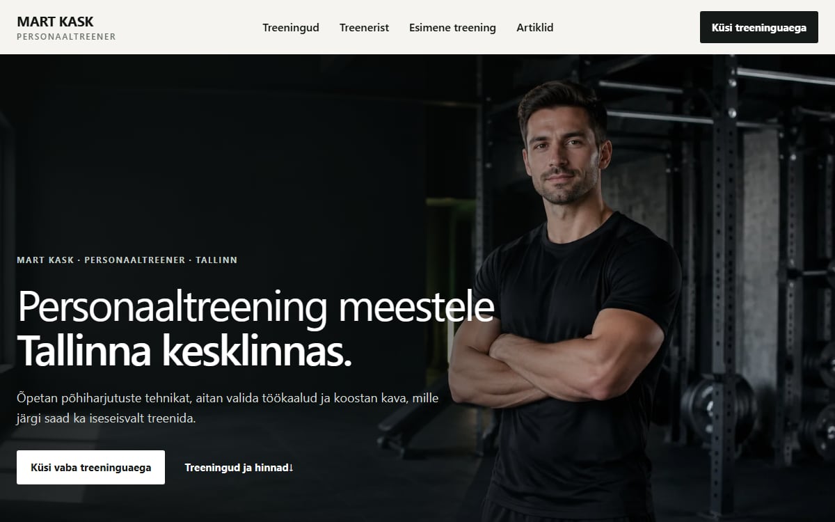 Meeste personaaltreeneri veeb näidisvaade