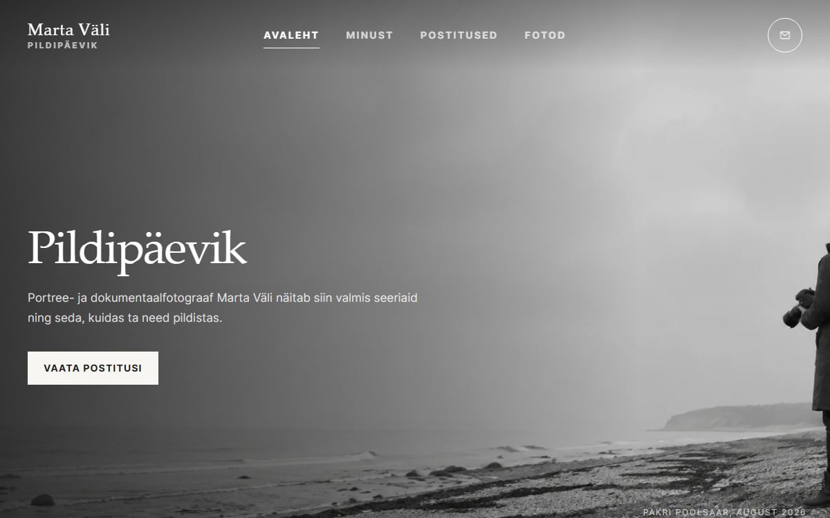 Fotograafi pildipäeviku veeb näidisvaade