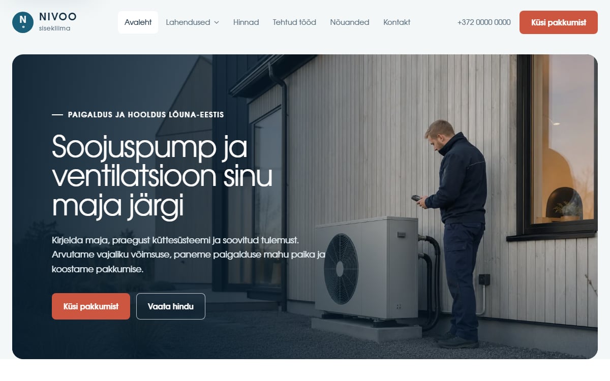 Sisekliima veeb näidisvaade