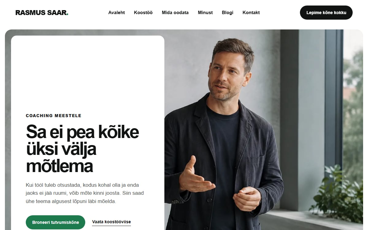 Meeste coachingu veeb näidisvaade