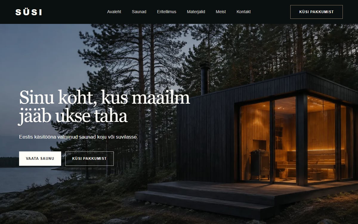 Saunatootja veeb näidisvaade