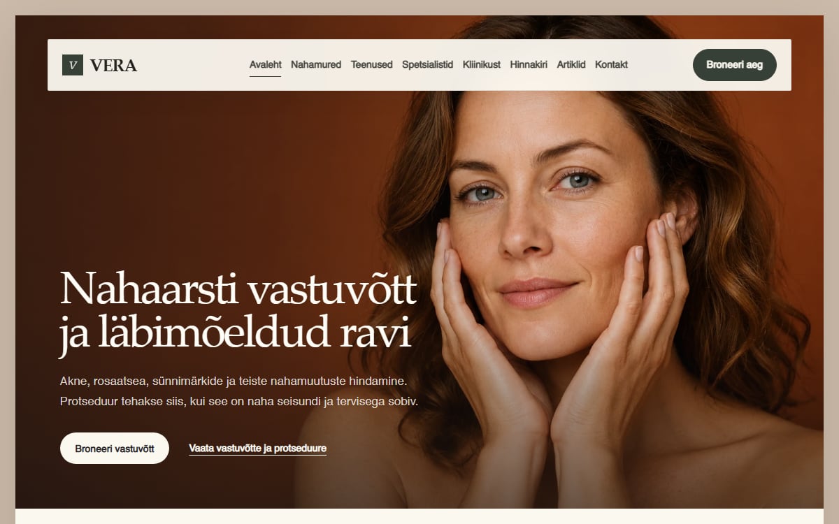 Dermatoloogiakliiniku veeb näidisvaade