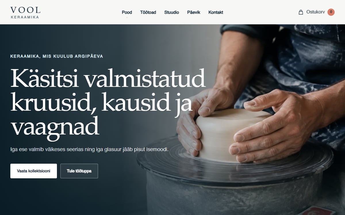 Keraamikastuudio e-pood näidisvaade